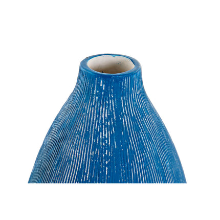 Vase DKD Home Decor Antiker Finish Himmelsblau Marineblau Dolomite 11 x 11 x 36 cm Mediterraner (2 Stück)