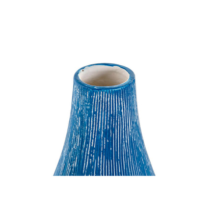 Vase DKD Home Decor 11 x 11 x 30,5 cm Antiker Finish Himmelsblau Marineblau Dolomite Mediterraner (2 Stück)