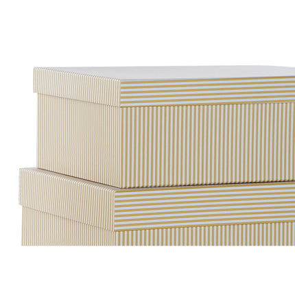 Satz stapelbarer Organizerboxen DKD Home Decor Weiß karriert Pappe Senf (43,5 x 33,5 x 15,5 cm)