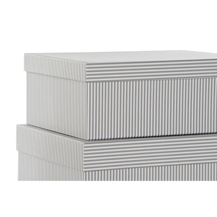 Satz stapelbarer Organizerboxen DKD Home Decor Grau Weiß karriert Pappe (43,5 x 33,5 x 15,5 cm)
