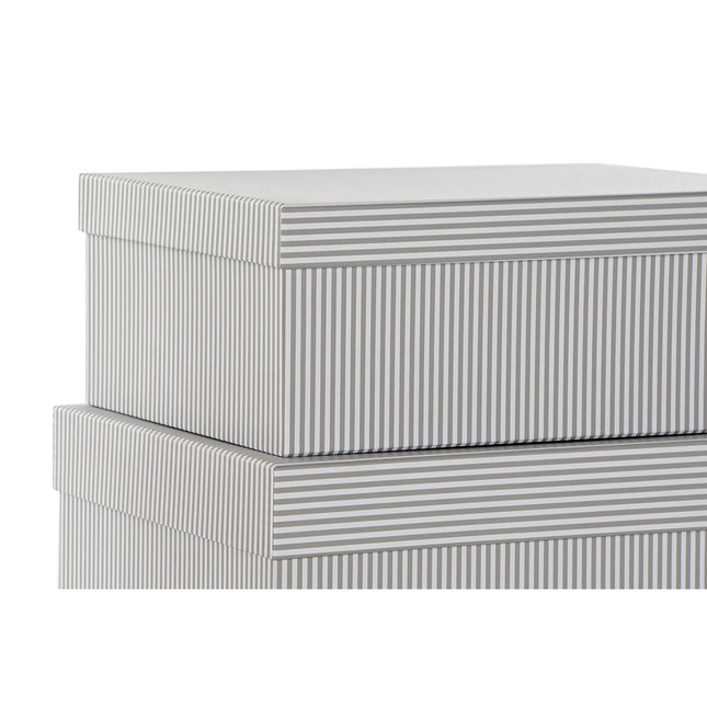 Satz stapelbarer Organizerboxen DKD Home Decor Grau Weiß karriert Pappe (43,5 x 33,5 x 15,5 cm)