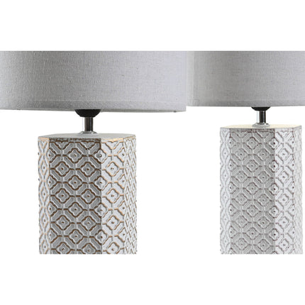 Tischlampe DKD Home Decor 26 x 26 x 53 cm Gold Zement Kupfer Weiß 220 V 50 W (2 Stück)