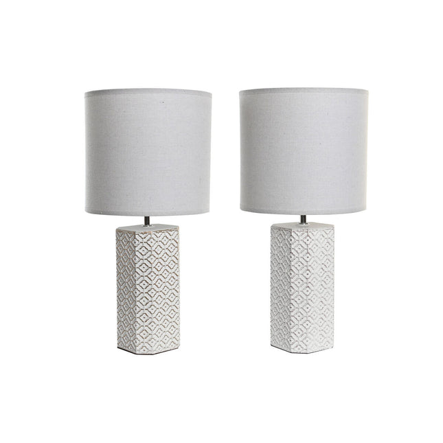 Tischlampe DKD Home Decor 26 x 26 x 53 cm Gold Zement Kupfer Weiß 220 V 50 W (2 Stück)