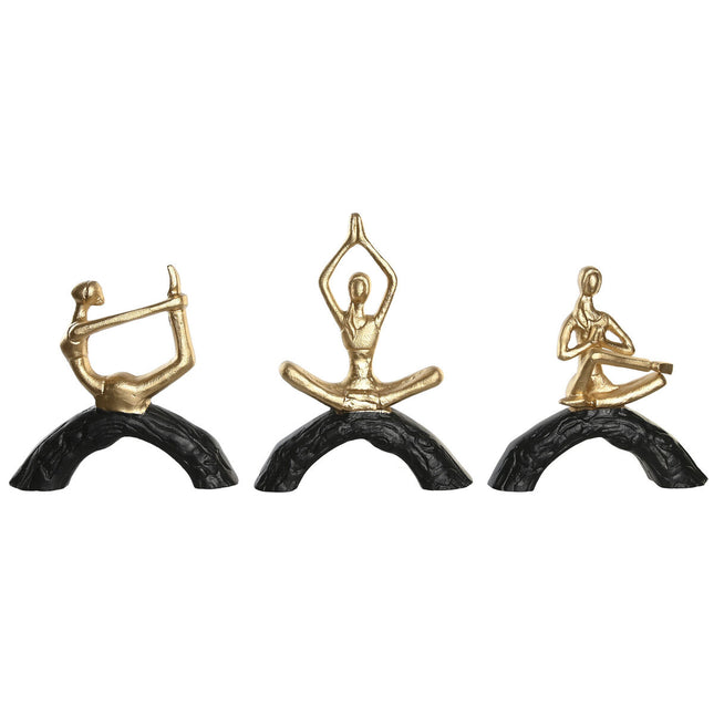 Deko-Figur 28 x 7 x 35 cm 28 x 8 x 36 cm Schwarz Gold Yoga (3 Stück)