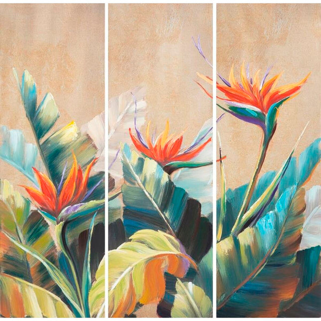 Satz mit 3 Bildern DKD Home Decor Tropical (90 x 3,7 x 90 cm)