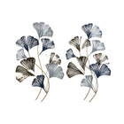 Wanddekoration DKD Home Decor 51 x 4 x 90 cm Grau Blau Gold Moderne Pflanzenblatt (2 Stück)