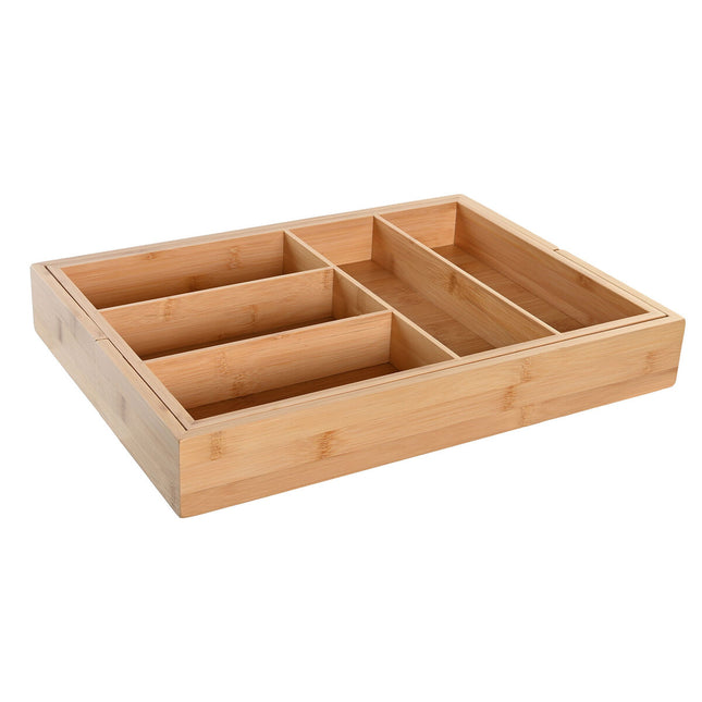 Besteckkasten DKD Home Decor Ausziehbar 33 x 45,5 x 6,4 cm natürlich Bambus