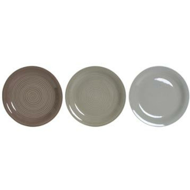 Geschirr DKD Home Decor 26,5 x 26,5 x 3 cm Grau Braun Steingut 18 Stücke