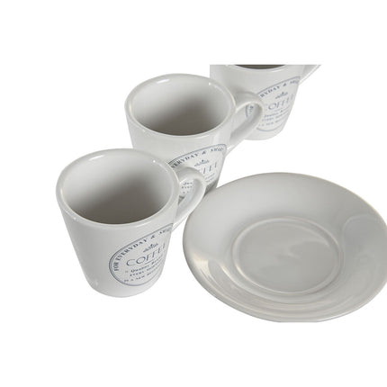 Satz mit Tassen- und Tellern DKD Home Decor Metall Weiß Steingut 90 ml
