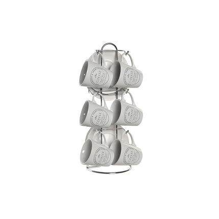 Satz mit Tassen- und Tellern DKD Home Decor Metall Weiß Steingut 90 ml