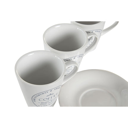 Satz mit Tassen- und Tellern DKD Home Decor Metall Weiß Steingut 180 ml