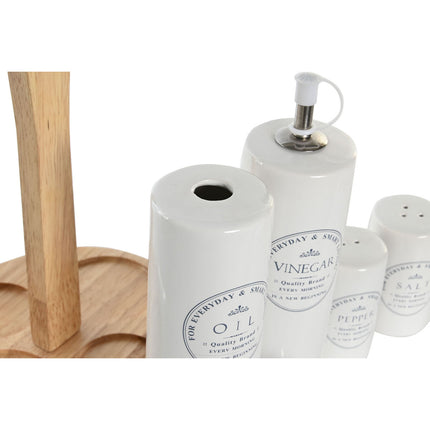 Öl- und Essig-Set DKD Home Decor 18 x 15 x 22 cm Holz Weiß Steingut