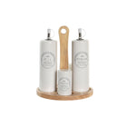 Öl- und Essig-Set DKD Home Decor 18 x 15 x 22 cm Holz Weiß Steingut