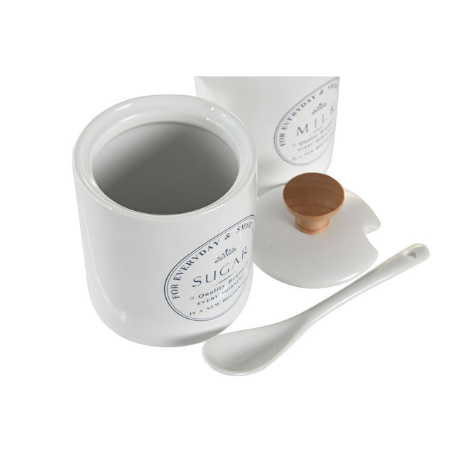 Milchkännchen und Zuckerdose DKD Home Decor 11 x 7,5 x 9 cm Weiß Steingut