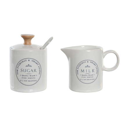 Milchkännchen und Zuckerdose DKD Home Decor 11 x 7,5 x 9 cm Weiß Steingut