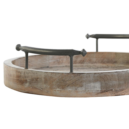 Tablettset DKD Home Decor 46 x 46 x 10 cm natürlich Schwarz Metall Weiß Mango-Holz Indianer