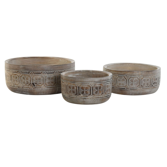 Tischdekoration DKD Home Decor 30,5 x 30,5 x 12,7 cm natürlich Weiß Indianer (3 Stücke)