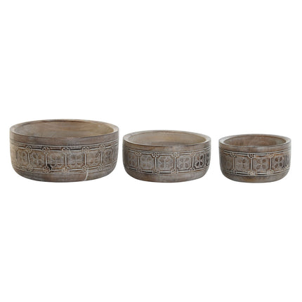 Tischdekoration DKD Home Decor 30,5 x 30,5 x 12,7 cm natürlich Weiß Indianer (3 Stücke)