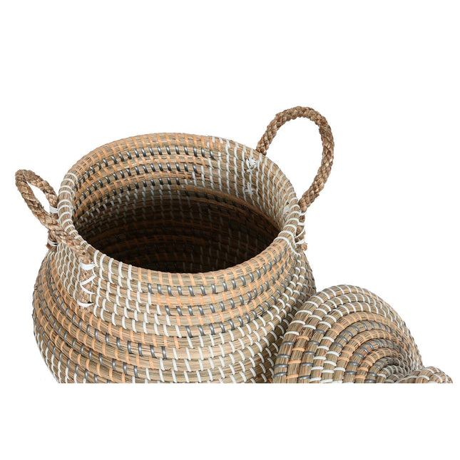 Korb-Set DKD Home Decor 46 x 46 x 56 cm Tropical Seegras