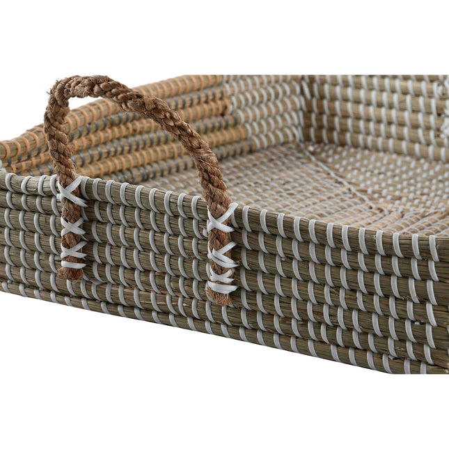 Tablettset DKD Home Decor natürlich Gelb Tropical Seegras (48 x 38 x 15 cm) (2 Stück)
