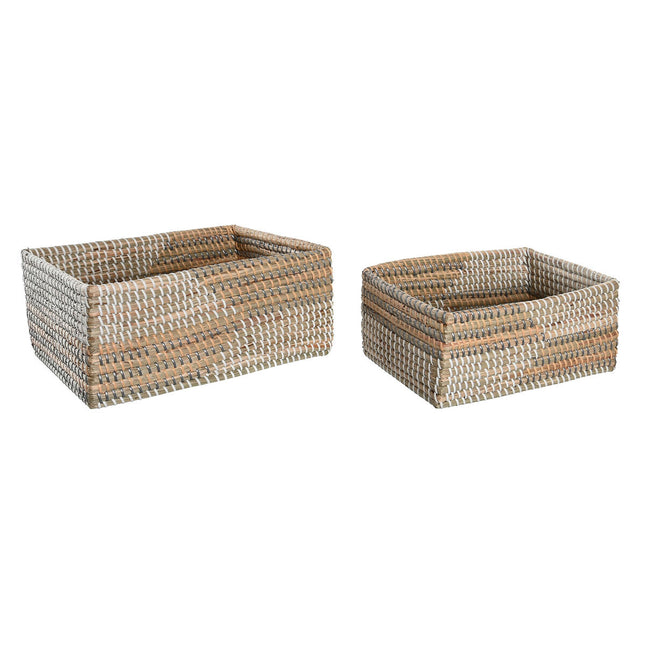 Korb-Set DKD Home Decor Tropical Seegras 38 x 28 x 16 cm