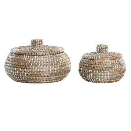 Korb-Set DKD Home Decor 32 x 32 x 20 cm Tropical Seegras