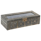 Teebox DKD Home Decor 23 x 9 x 6 cm Champagner Holz Aluminium