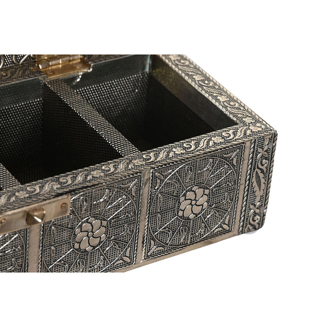 Teebox DKD Home Decor 23 x 9 x 6 cm Champagner Holz Aluminium