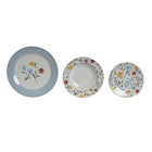 Geschirr DKD Home Decor blumig Porzellan Blau Weiß 27 x 27 x 3 cm 18 Stücke