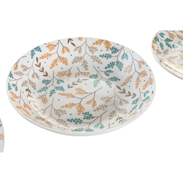 Geschirr-Set DKD Home Decor 26,5 x 26,5 x 2,6 cm Porzellan Bunt 18 Stücke