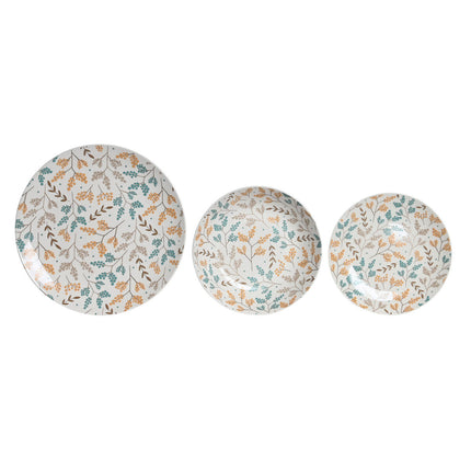 Geschirr-Set DKD Home Decor 26,5 x 26,5 x 2,6 cm Porzellan Bunt 18 Stücke