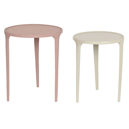 Satz mit 2 Tischen DKD Home Decor Beige Rosa Aluminium 40 x 40 x 50 cm