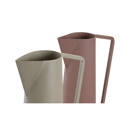 Vase DKD Home Decor 12 x 10 x 35 cm Beige Rosa Eisen (2 Stück)