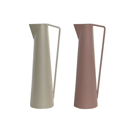 Vase DKD Home Decor 12 x 10 x 35 cm Beige Rosa Eisen (2 Stück)