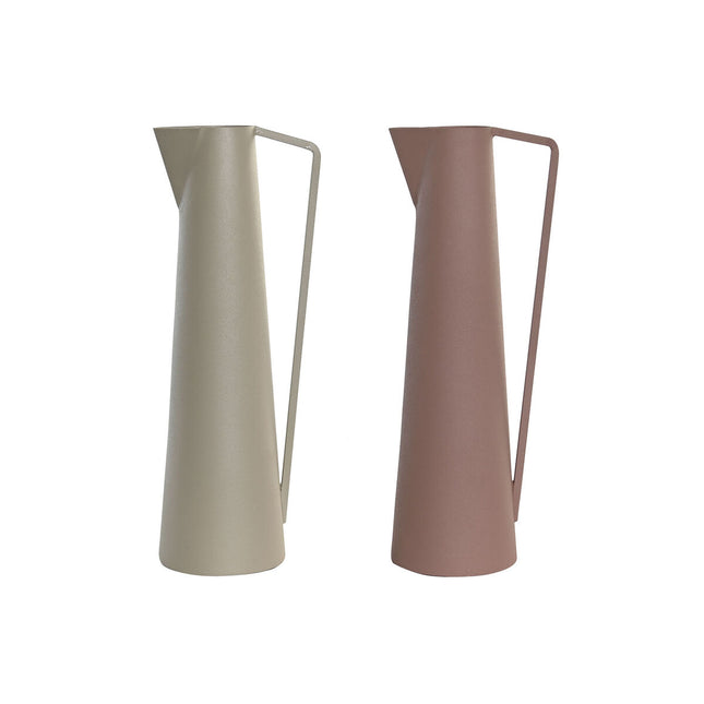 Vase DKD Home Decor 12 x 10 x 35 cm Beige Rosa Eisen (2 Stück)