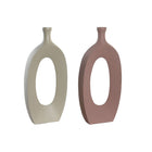 Vase DKD Home Decor 21 x 7 x 48 cm Beige Rosa Aluminium (2 Stück)