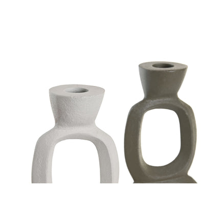 Kerzenleuchter DKD Home Decor 14,5 x 7 x 37 cm Aluminium Weiß grün (2 Stück)