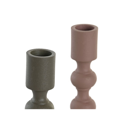 Kerzenleuchter DKD Home Decor 10,5 x 10,5 x 23,5 cm Rosa Aluminium grün (2 Stück)
