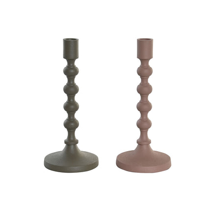 Kerzenleuchter DKD Home Decor 10,5 x 10,5 x 23,5 cm Rosa Aluminium grün (2 Stück)