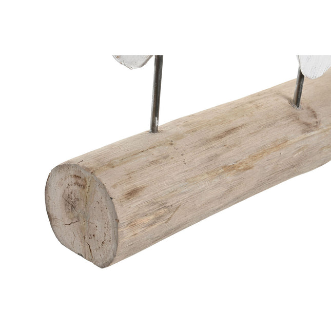 Deko-Figur 56 x 8 x 31 cm Braun Aluminium Weiß Mango-Holz Yoga