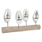 Deko-Figur 56 x 8 x 31 cm Braun Aluminium Weiß Mango-Holz Yoga