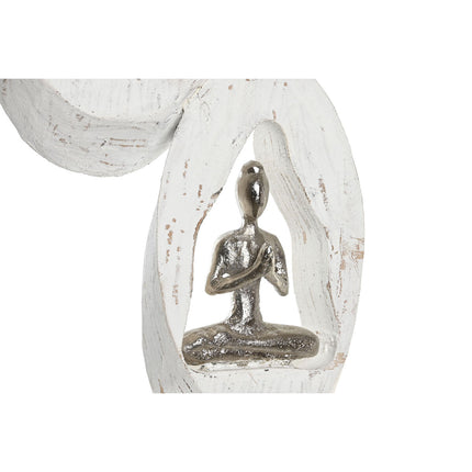 Deko-Figur DKD Home Decor 18 x 9 x 69 cm Braun Aluminium Weiß Mango-Holz Yoga