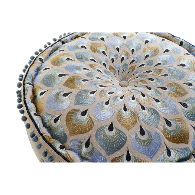 Puff DKD Home Decor 60 x 60 x 27 cm Beige Blau