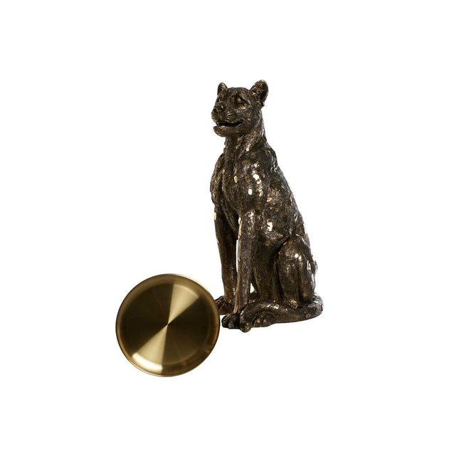 Deko-Figur DKD Home Decor 56,5 x 36,5 x 62 cm Gold Kupfer Leopard Harz