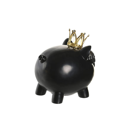 Deko-Figur DKD Home Decor 13,5 x 11 x 14 cm Schwarz Gold Schwein (2 Stück)