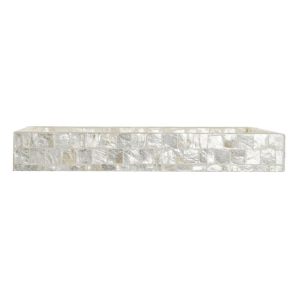 Tablettset DKD Home Decor Weiß Perlmutt Bambus 40 x 30 x 5 cm Mediterraner (2 Stück)