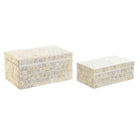 Box-Schmuckkästchen DKD Home Decor 25 x 15 x 12 cm Weiß Perlmutt 8 cm (2 Stück)