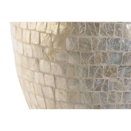 Vase DKD Home Decor 30 x 30 x 36 cm natürlich Weiß Perlmutt Mediterraner Pflanzenblatt