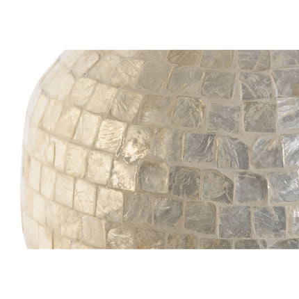 Vase DKD Home Decor 31 x 31 x 51,5 cm natürlich Weiß Perlmutt Bambus Mediterraner Pflanzenblatt