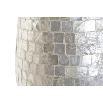 Vase DKD Home Decor Weiß Bambus Perlmutt Mediterraner 25 x 25 x 46,5 cm